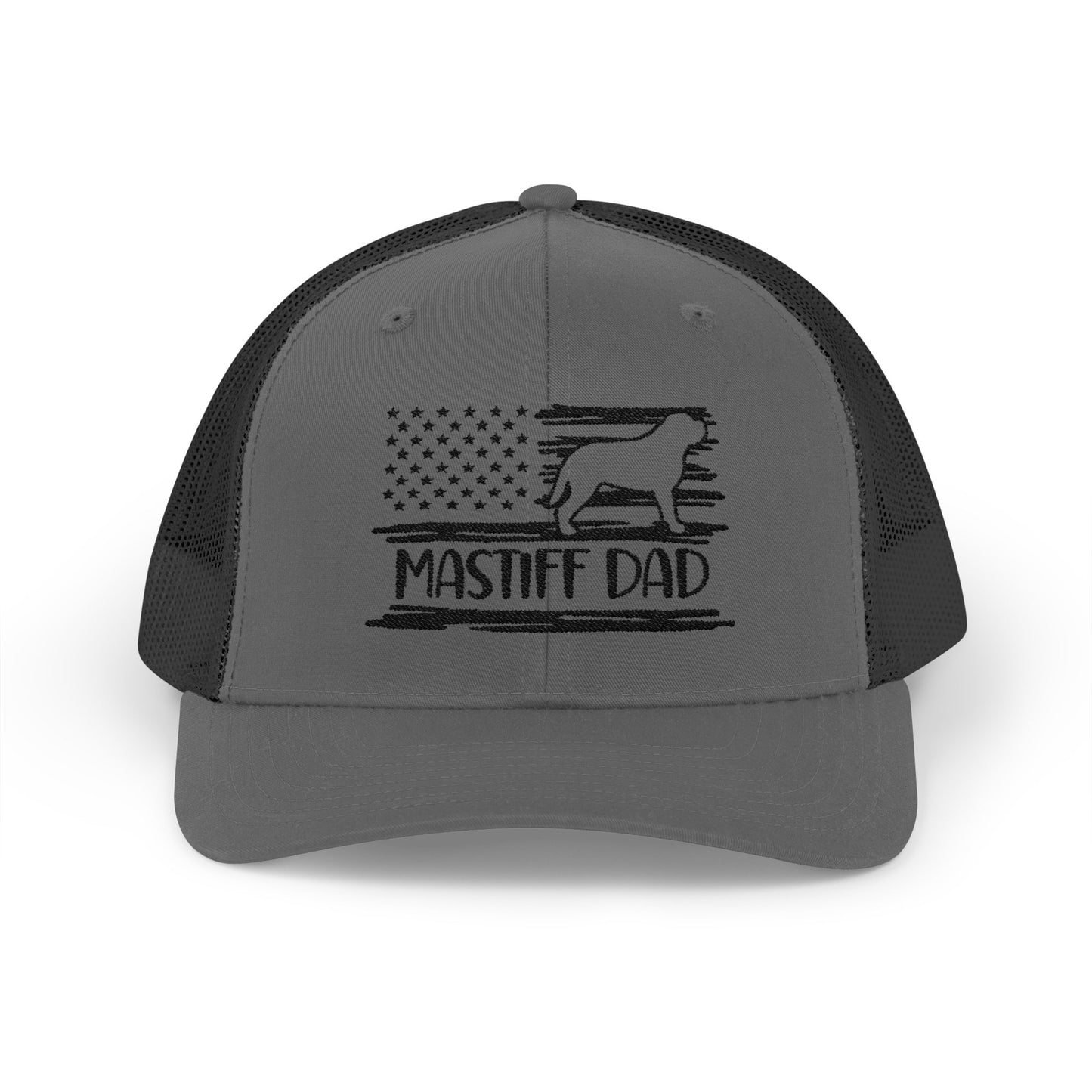 Mastiff Dad Flag Snapback Trucker Cap Charcoal Black One size