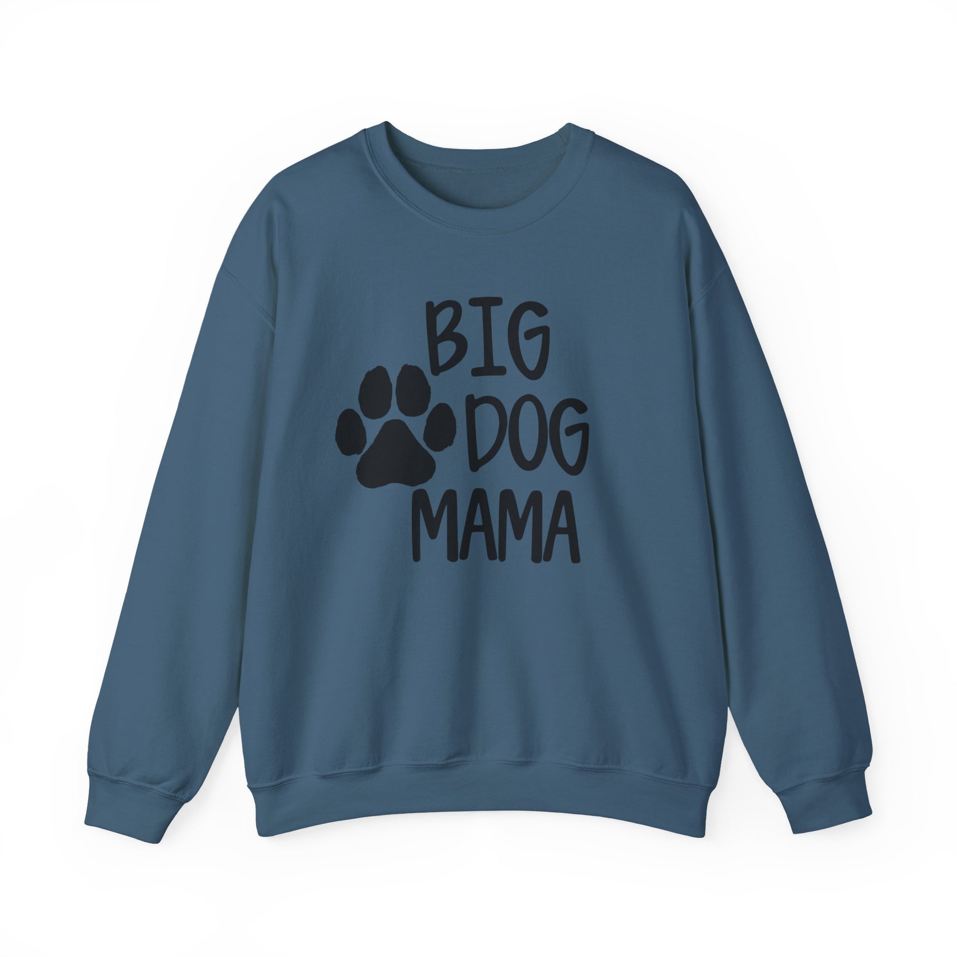 Big Dog Mama Paw Unisex Heavy Blend™ Crewneck Sweatshirt Indigo Blue