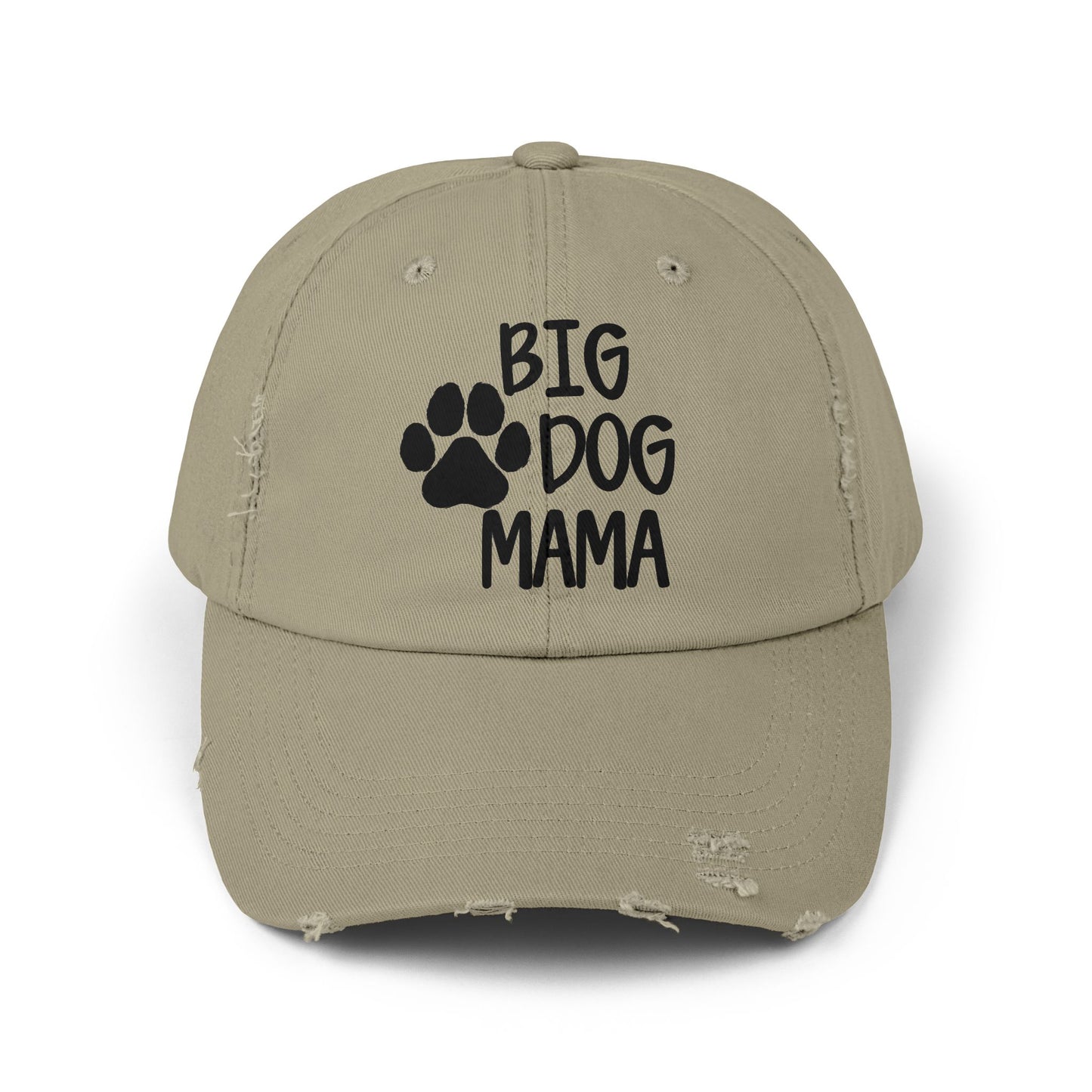 Big Dog Mama Distressed Cap - Unisex Dog Lover Hat Light Olive One size