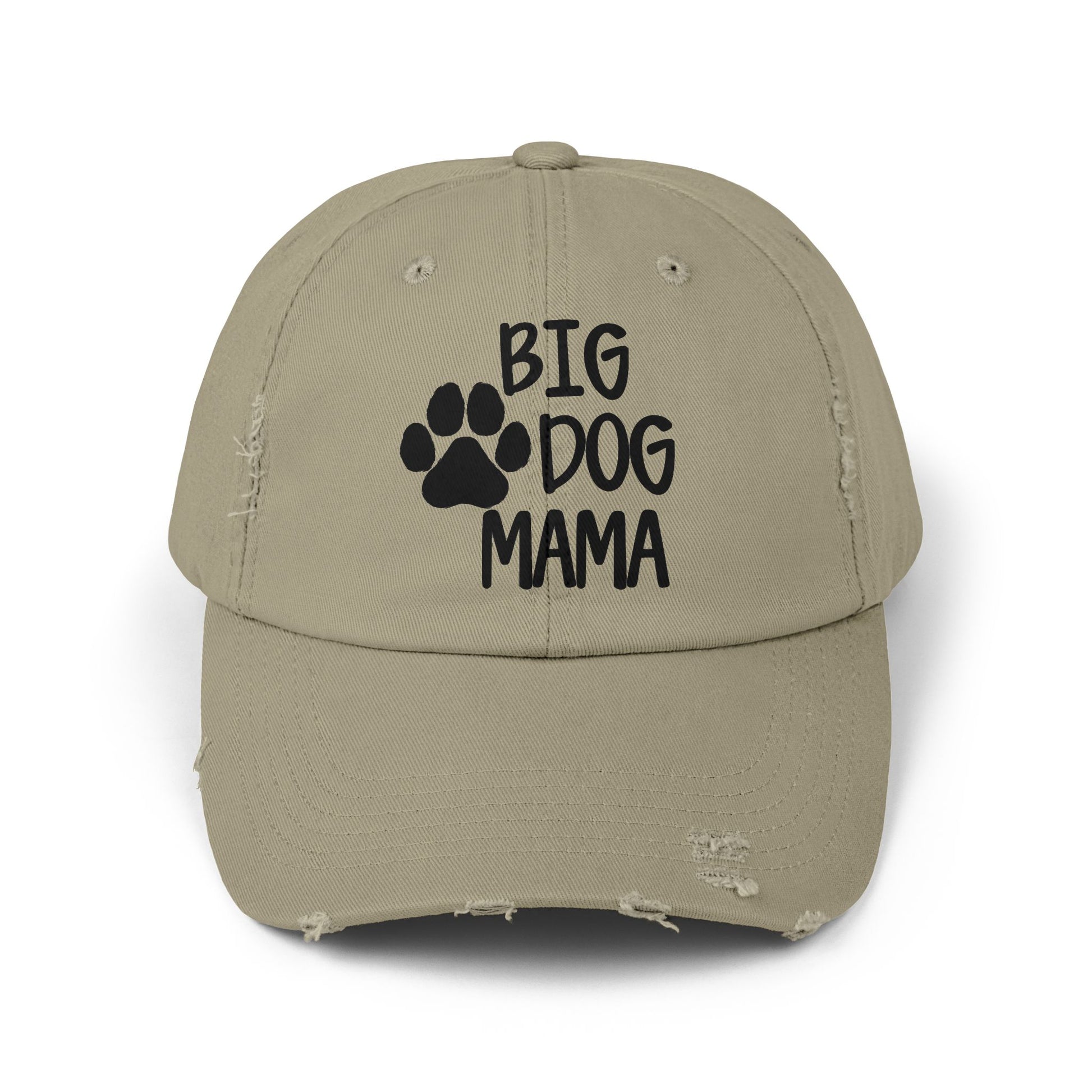 Big Dog Mama Distressed Cap - Unisex Dog Lover Hat Light Olive One size