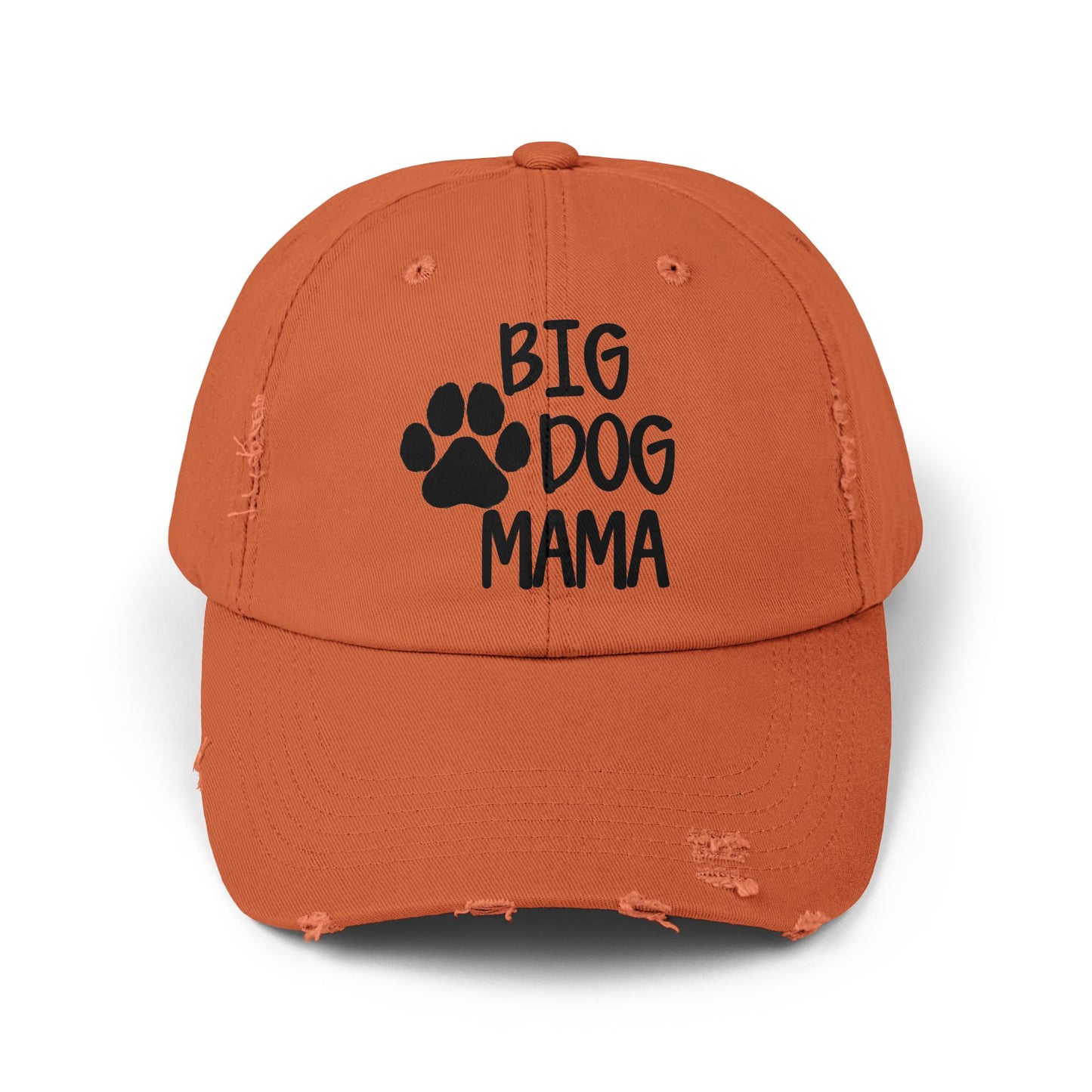 Big Dog Mama Distressed Cap - Unisex Dog Lover Hat Burnt Orange One size